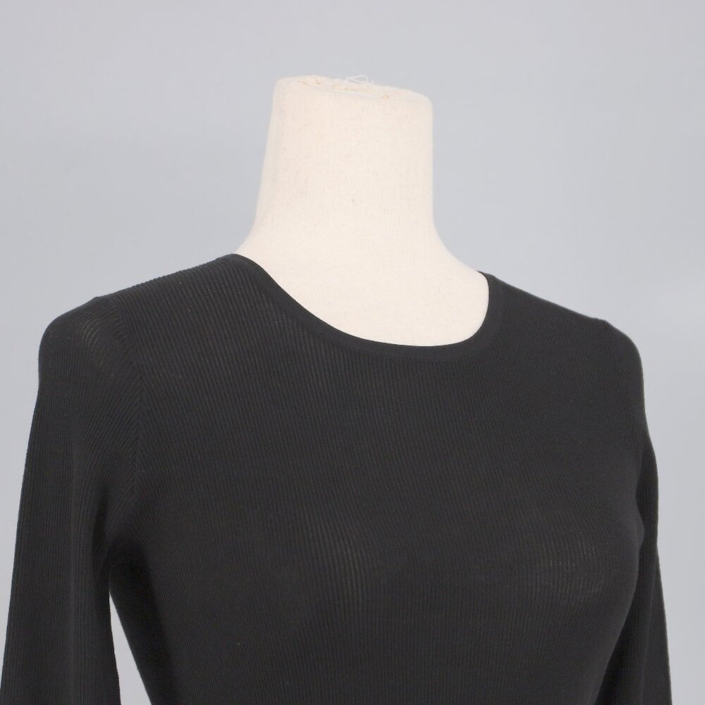 ANN MASHBURN Cotton Knit Black Long Sleeve Peplum Top Size XS - Picture 3 of 7